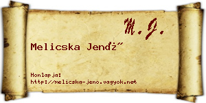 Melicska Jenő névjegykártya